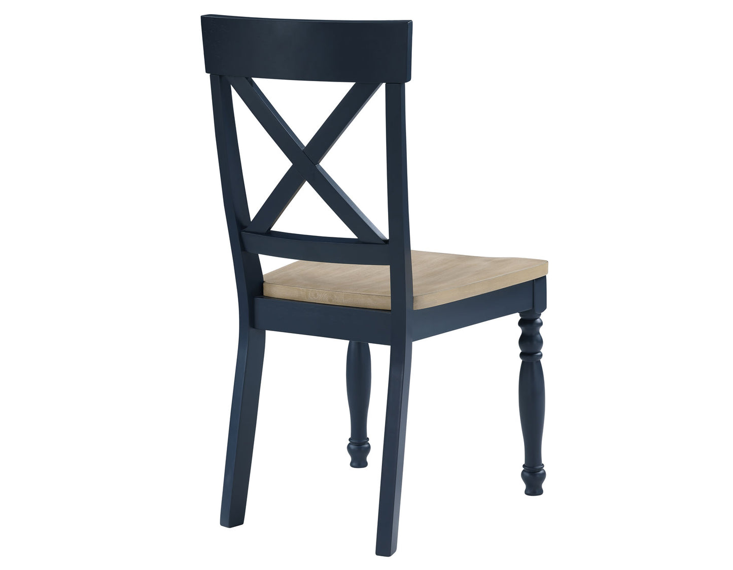 Darcy Solid Wood Side Chair, Midnight Blue and Natural Finish