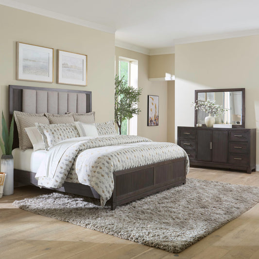 Modern Edge - Queen Uph Bed, Dresser & Mirror