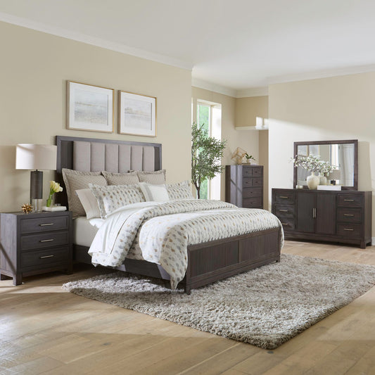 Modern Edge - King Uph Bed, Dresser & Mirror, Chest, Night Stand