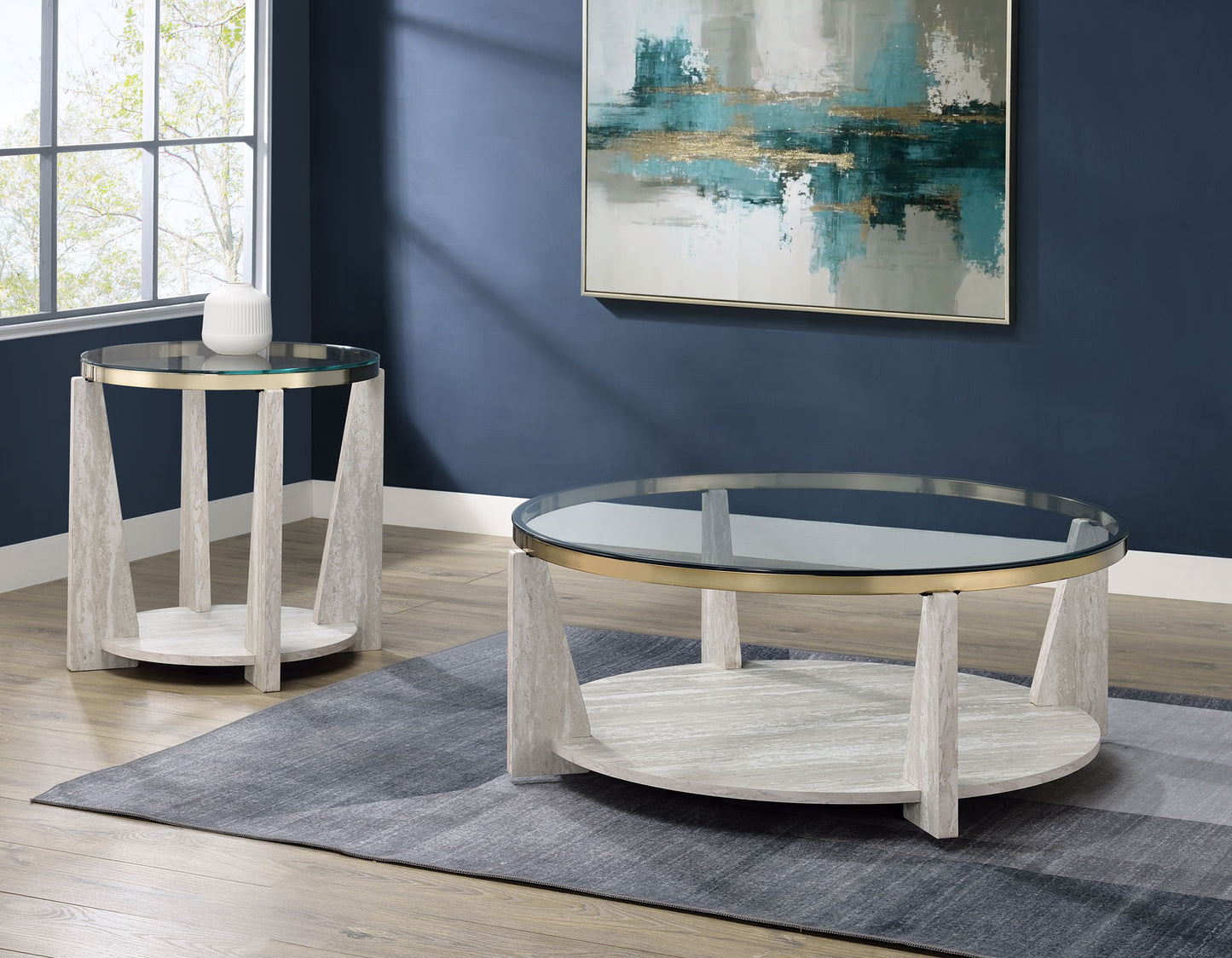Wanda 24″ Round Glass Top End Table
