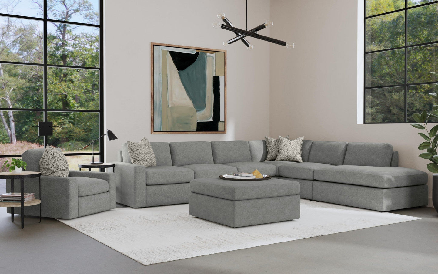 Sky Fabric Ottoman
