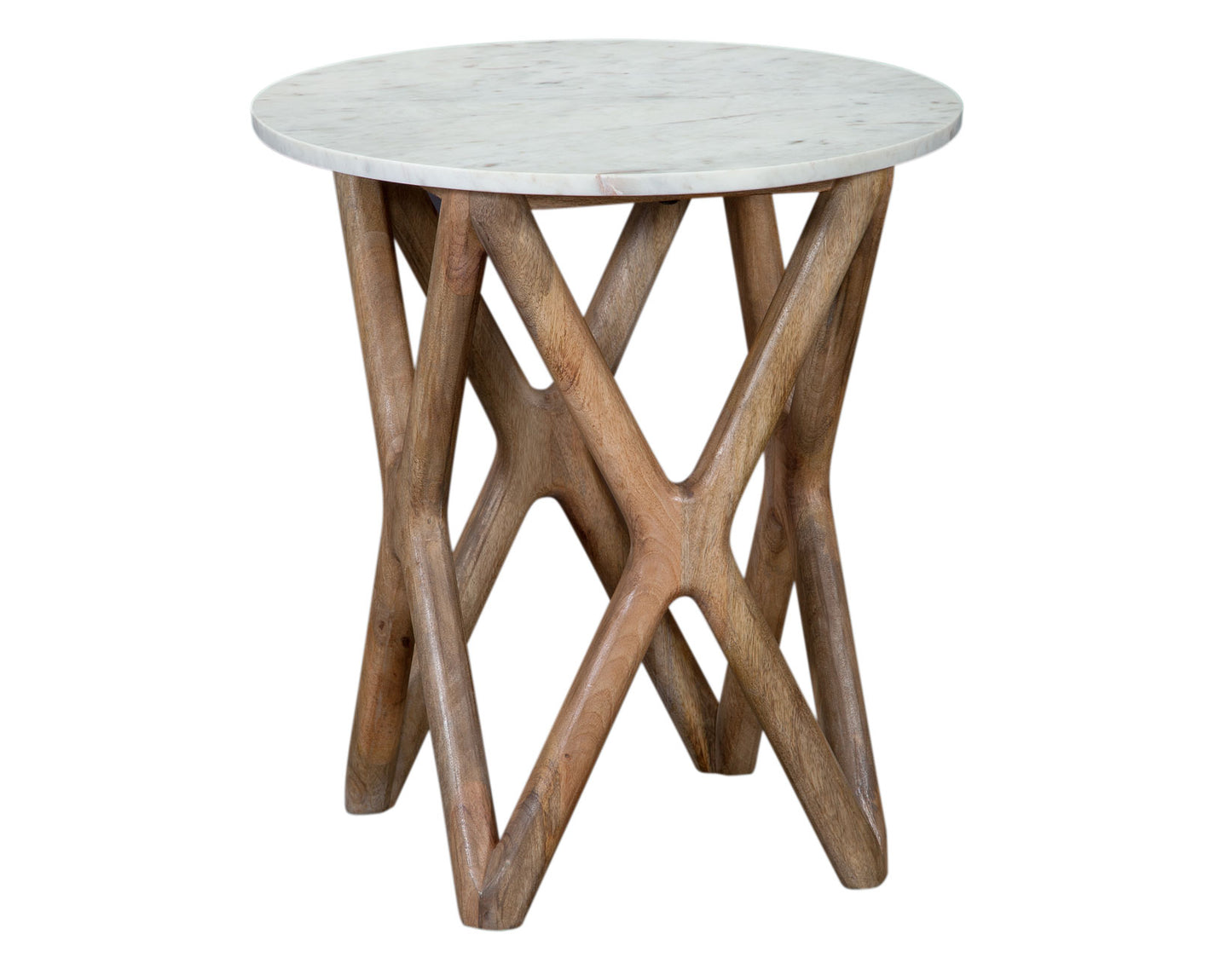 Wyman Banswara 20″ Round White Marble Top End Table