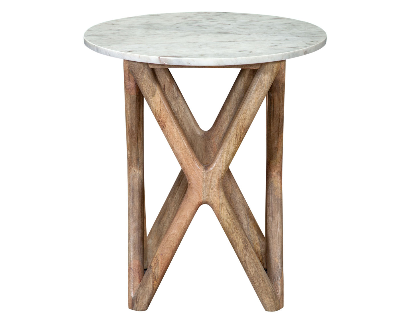 Wyman Banswara 20″ Round White Marble Top End Table