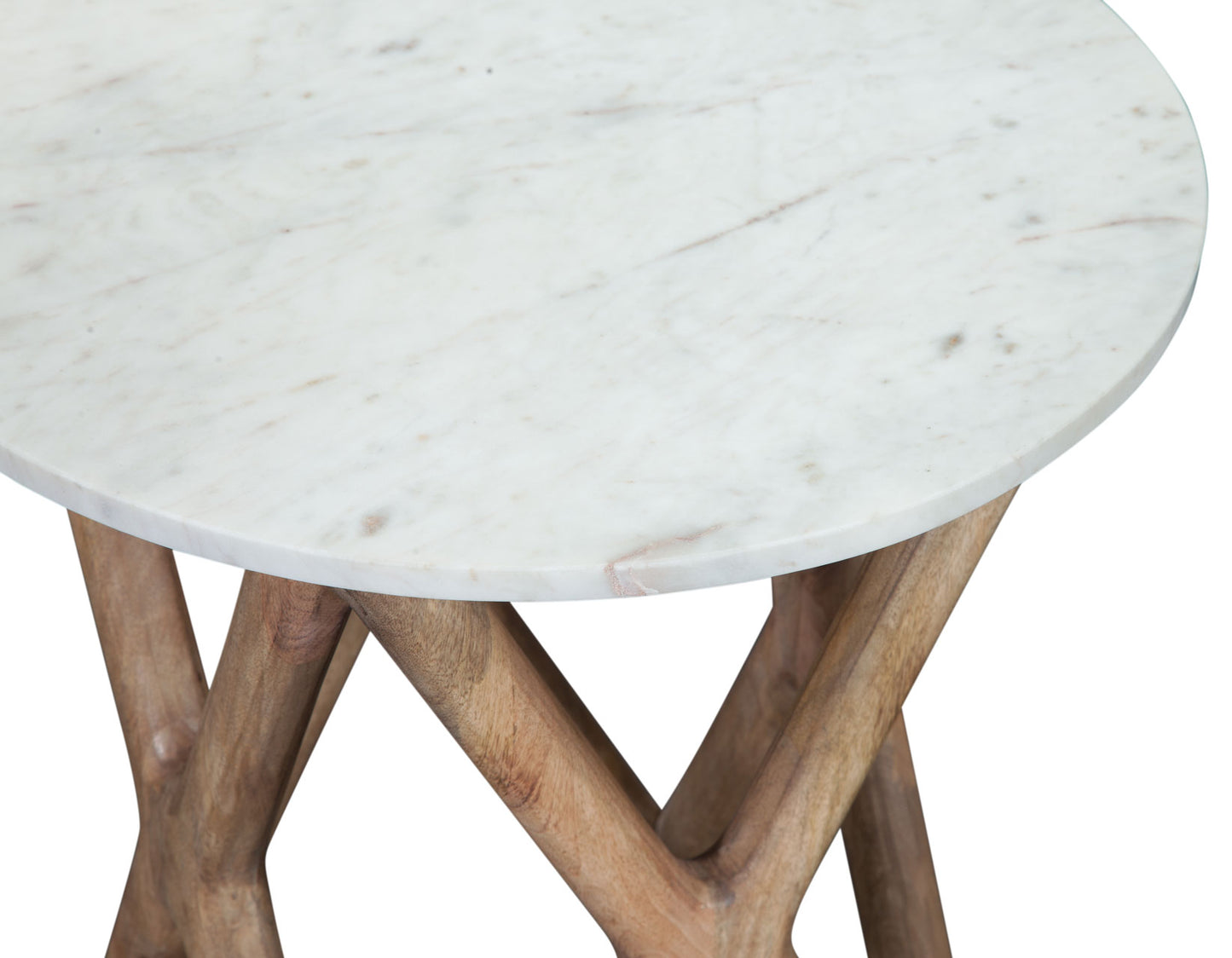 Wyman Banswara 20″ Round White Marble Top End Table