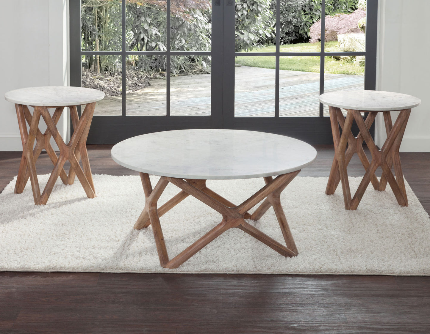 Wyman Banswara 20″ Round White Marble Top End Table