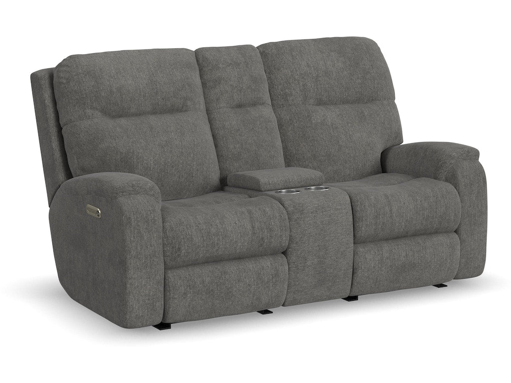 Penn Power Reclining Loveseat with Console and Power Headrests and Lumbar