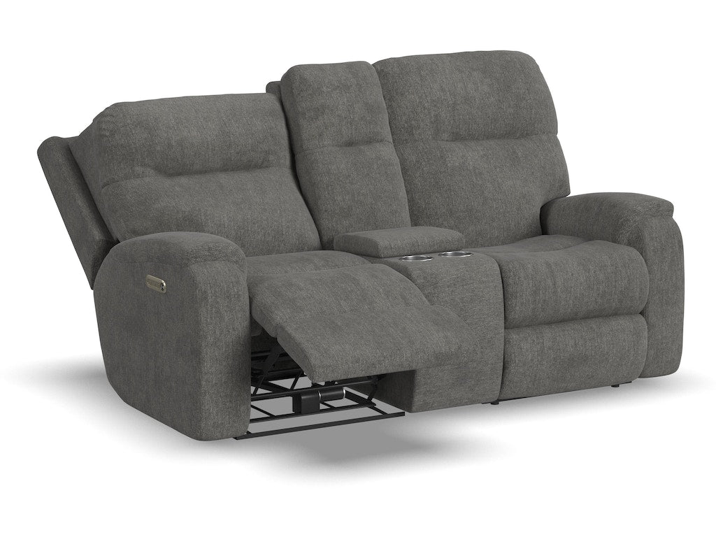 Penn Power Reclining Loveseat with Console and Power Headrests and Lumbar