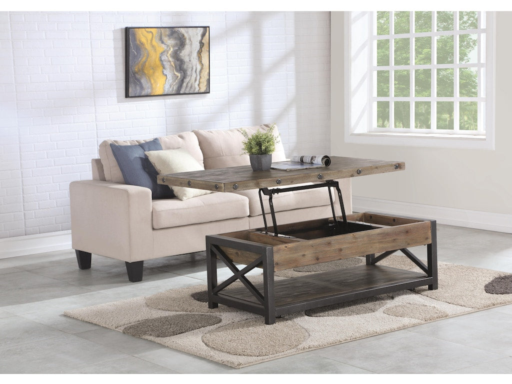 Carpenter Rectangular Lift-Top Coffee Table with Casters