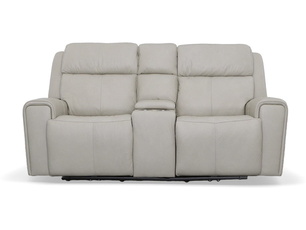 Barnett Power Reclining Loveseat with Console and Power Headrests and Lumbar