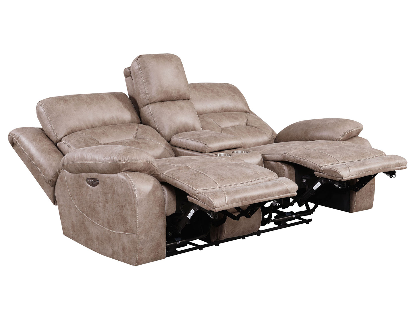 Aria Dual-Power Reclining Console Loveseat, Desert Sand