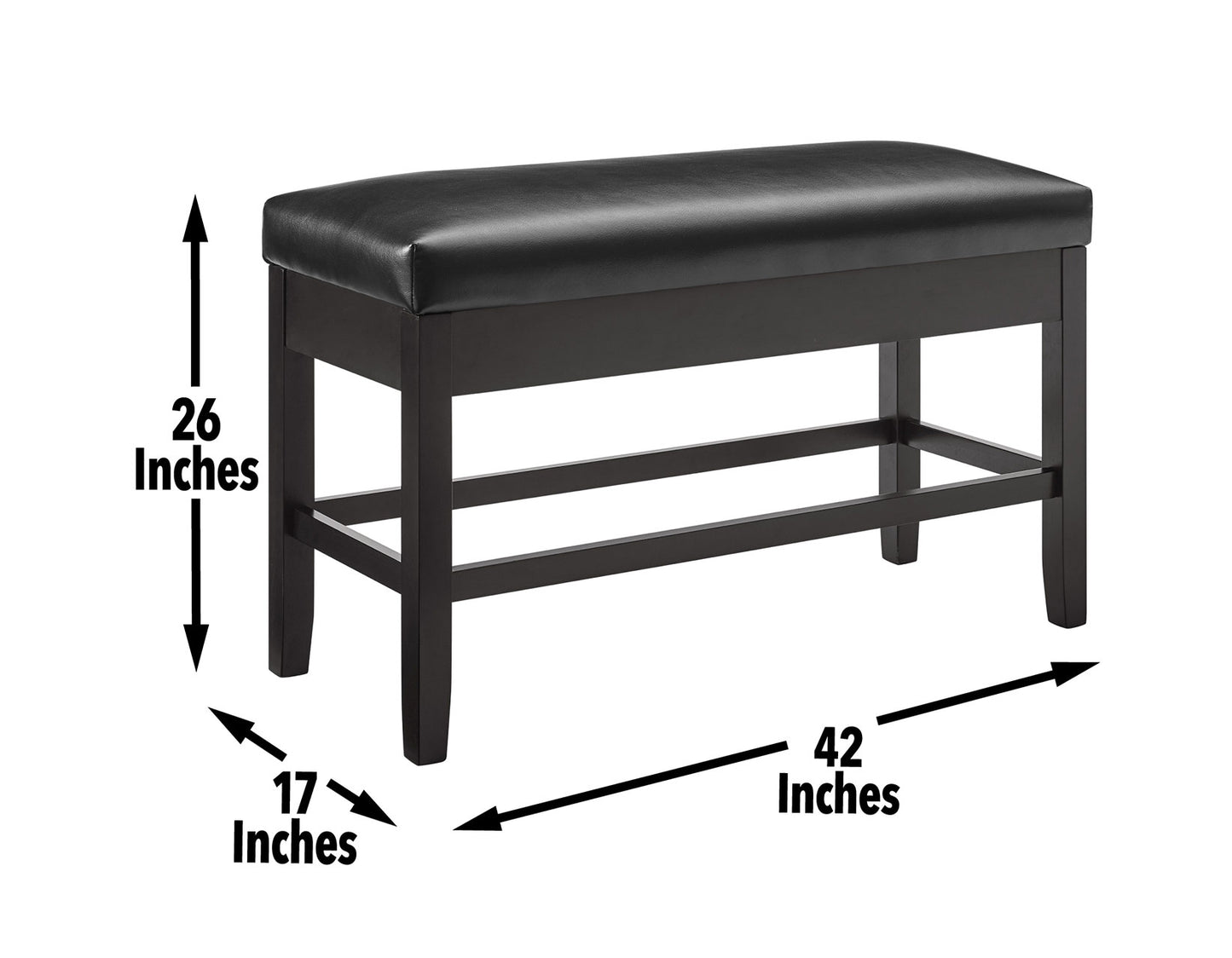 Carrara Black PU Storage Counter Bench