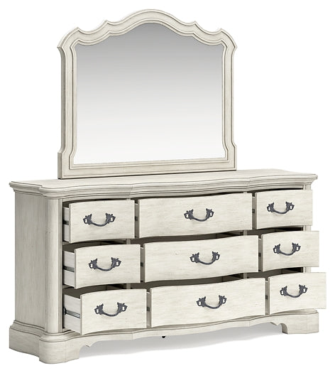 Arlendyne King Upholstered Bed with Mirrored Dresser, Chest and 2 Nightstands