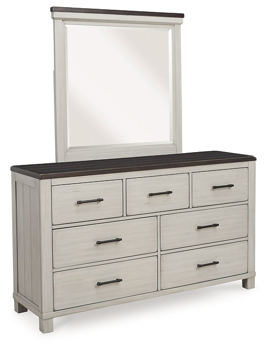 Darborn King Panel Bed with Mirrored Dresser