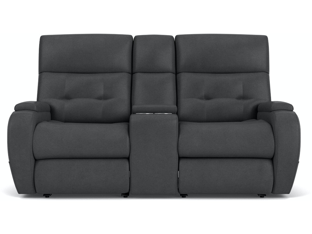 Strait Power Reclining Loveseat with Console and Power Headrests