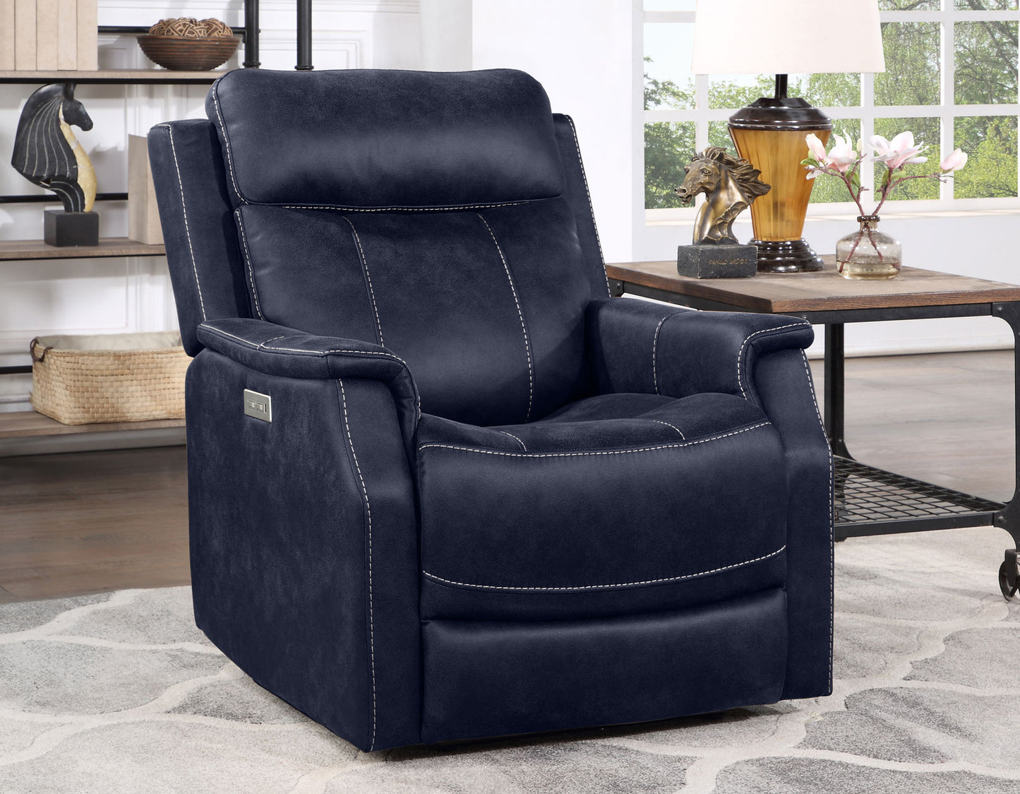 Valencia Dual-Power Leatherette Recliner, Ocean Blue