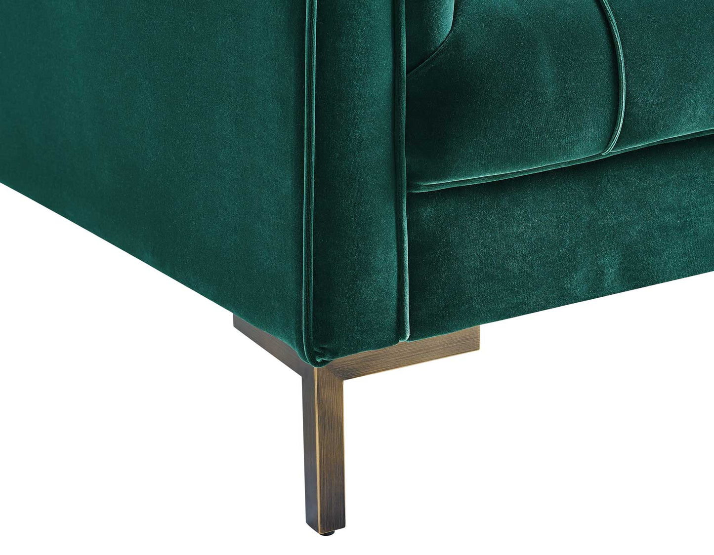 Isaac Channel Stitched Green Velvet Sofa