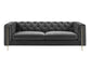 Charlene Gray Velvet Button Tufted Rolled Arm Chesterfield Sofa