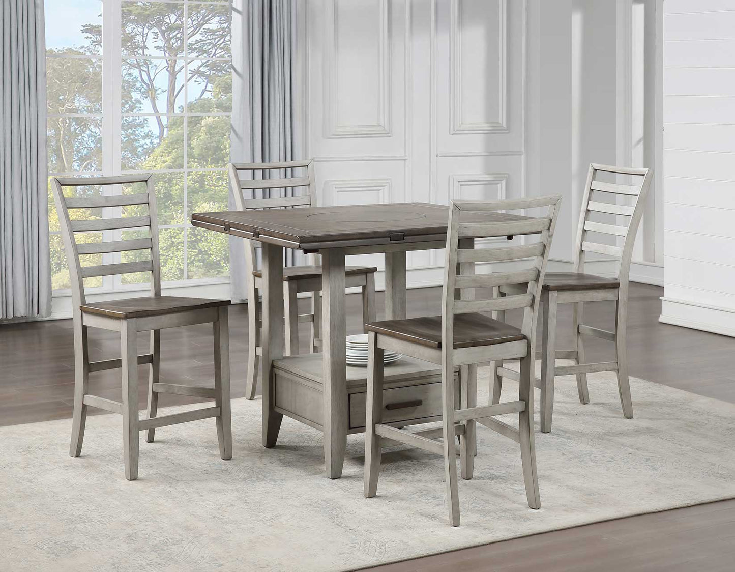 Abacus 5-Piece Counter Drop-Leaf Dining Set
(Table & 4 Chairs)