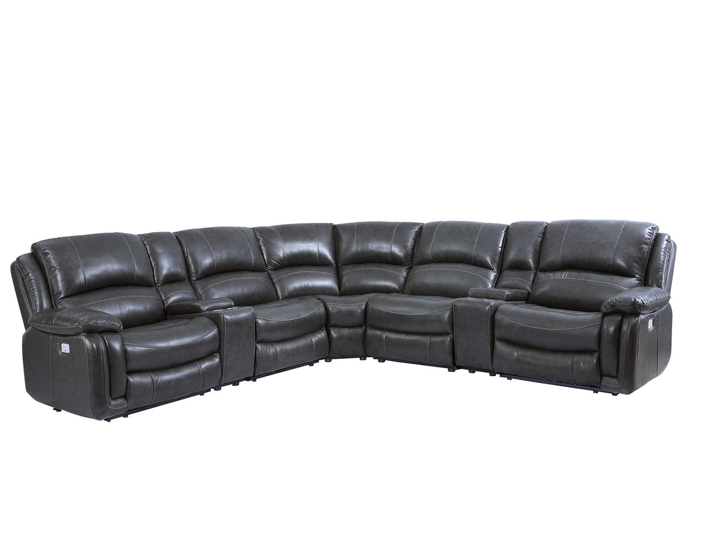 Denver Dual-Power 6-Piece Sectional, Charcoal