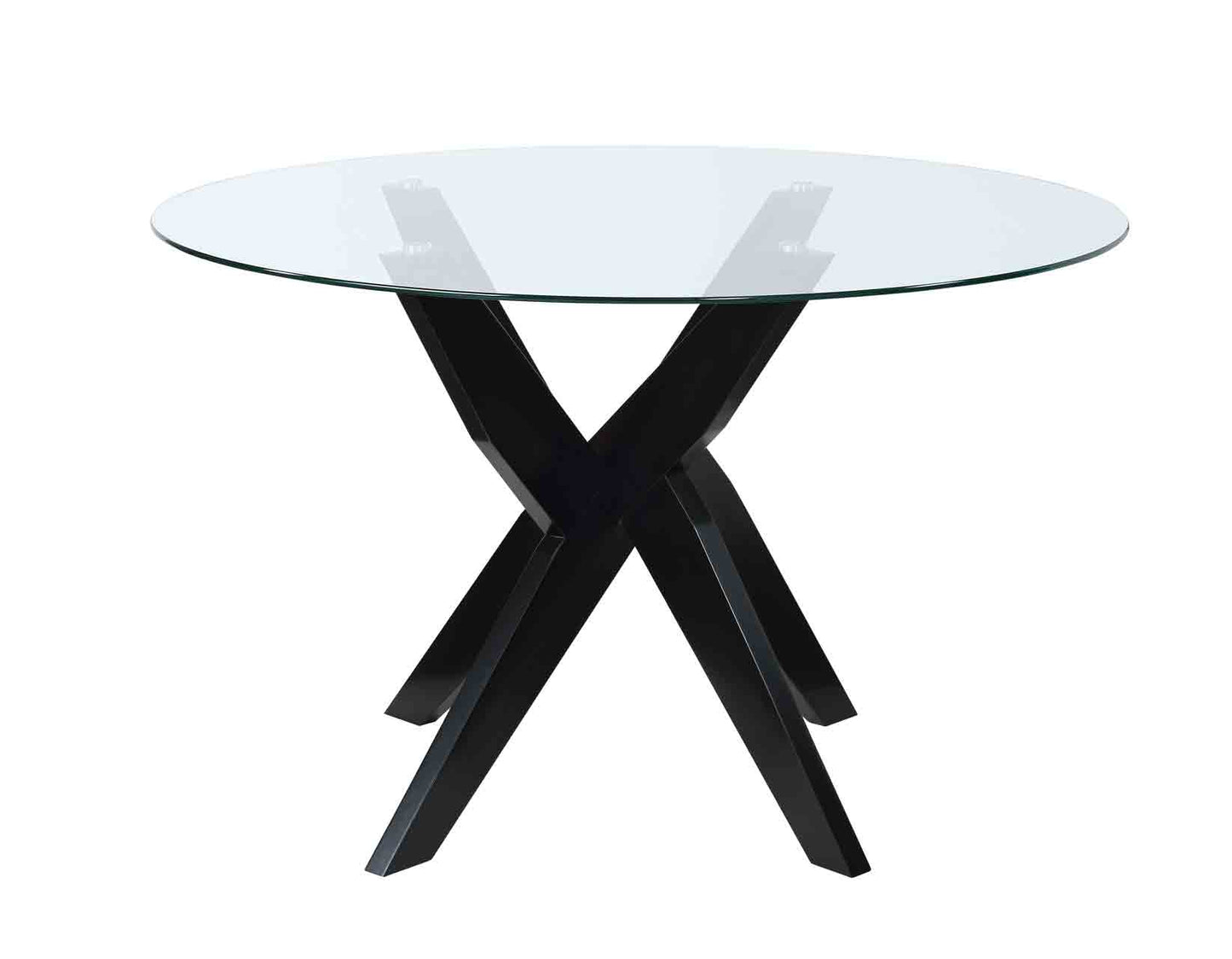 Amalie 48 inch Round Glass Top Table, Black