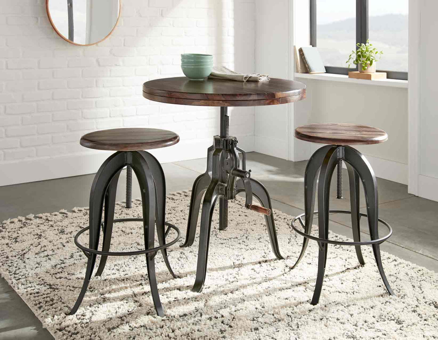 Sparrow 3 Piece Dining
(Adjustable Height Table & 2 Adjustable Height Stools)