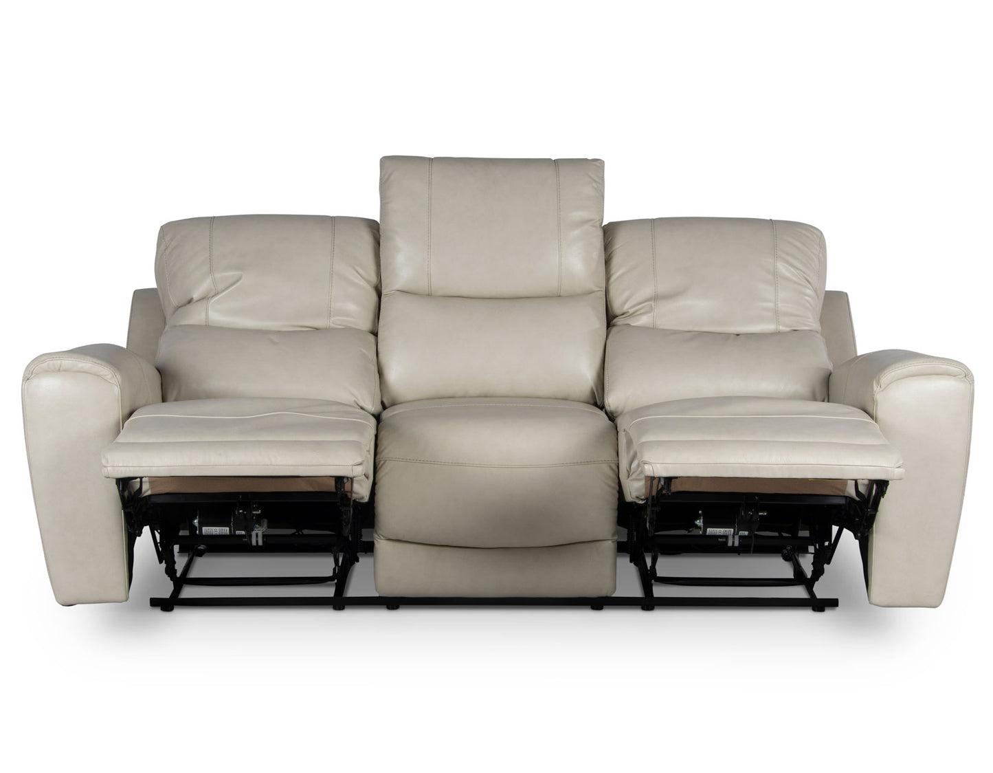 Laurel Leather Dual-Power Reclining Sofa, Ivory