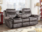 Nashville Manual Reclining Sofa w/Drop-Down Console, Grey