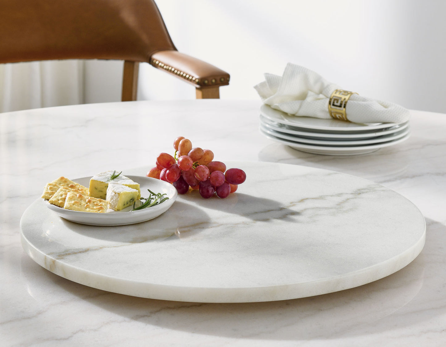 Arken 18-inch White Marble Lazy Susan